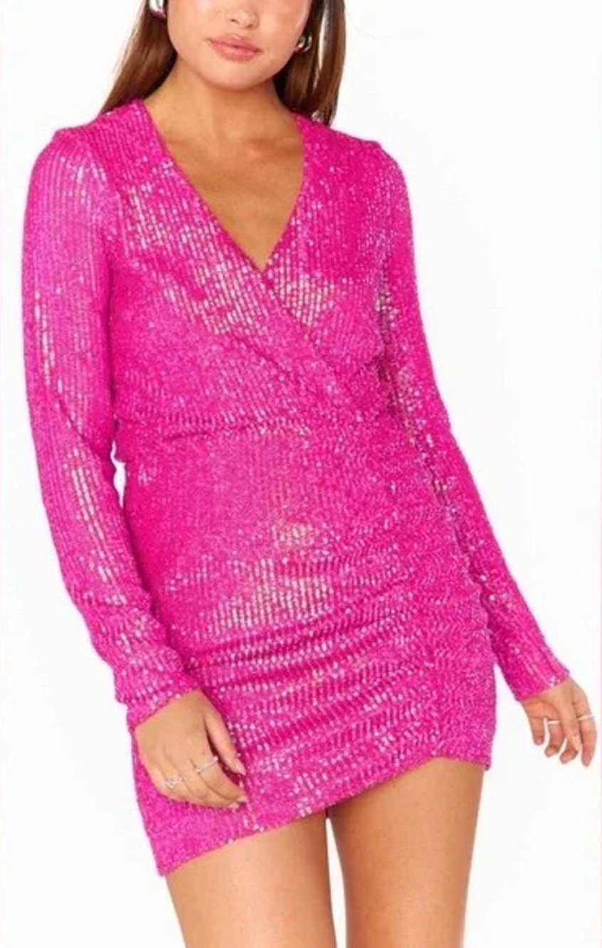 Show Me Your Mumu Party Hop Pink Disco Sequins Mini Dress XS NWT